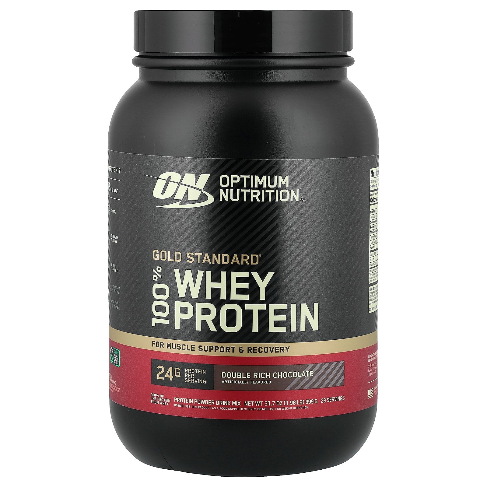 Optimum Nutrition, Gold Standard® 100% Whey Protein, Double Rich Chocolate, 1.98 lb (899 g)
