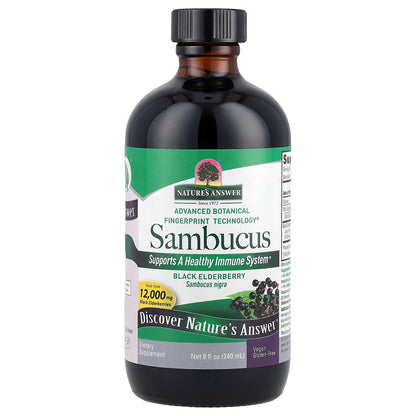 Nature's Answer, Sambucus, Black Elderberry, Alcohol-Free, 12,000 mg, 8 fl oz (240 ml)