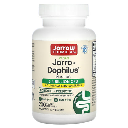 Jarrow Formulas, Vegan Jarro-Dophilus® Plus FOS, 200 Veggie Capsules