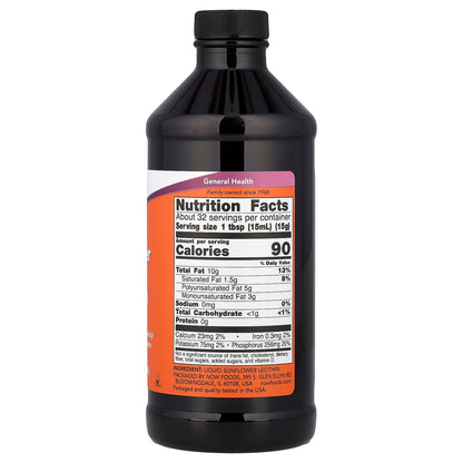 NOW Foods, Sunflower Liquid Lecithin, 16 fl oz (473 ml)