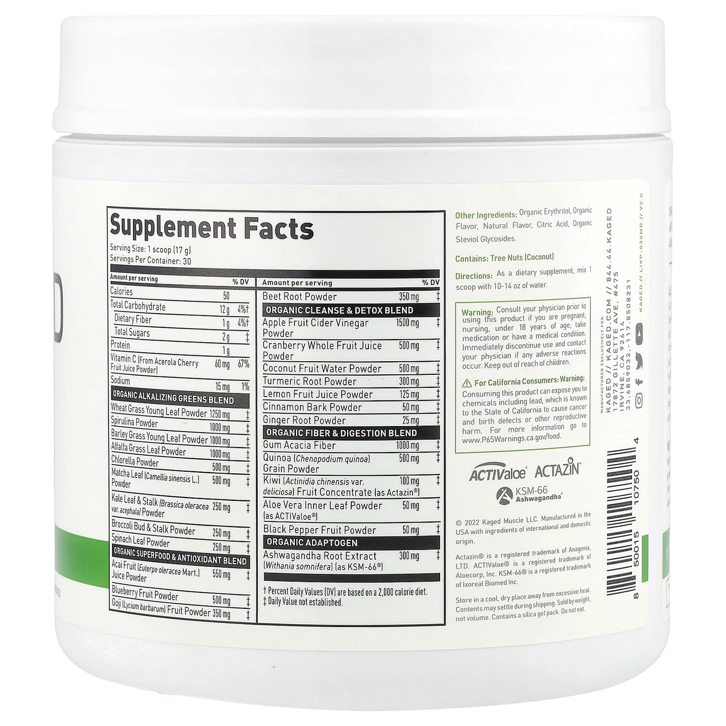 Kaged, Outlive 100, Organic Superfood Greens, Berry, 18 oz (510 g)