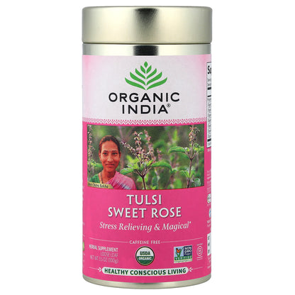 Organic India, Tulsi Sweet Rose Tea, Caffeine Free, 3.5 oz (100 g)