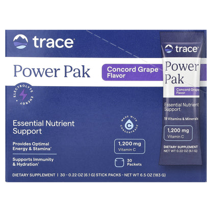 Trace, Power Pak, Concord Grape, 30 Stick Packs, 0.22 oz (6.1 g) Each