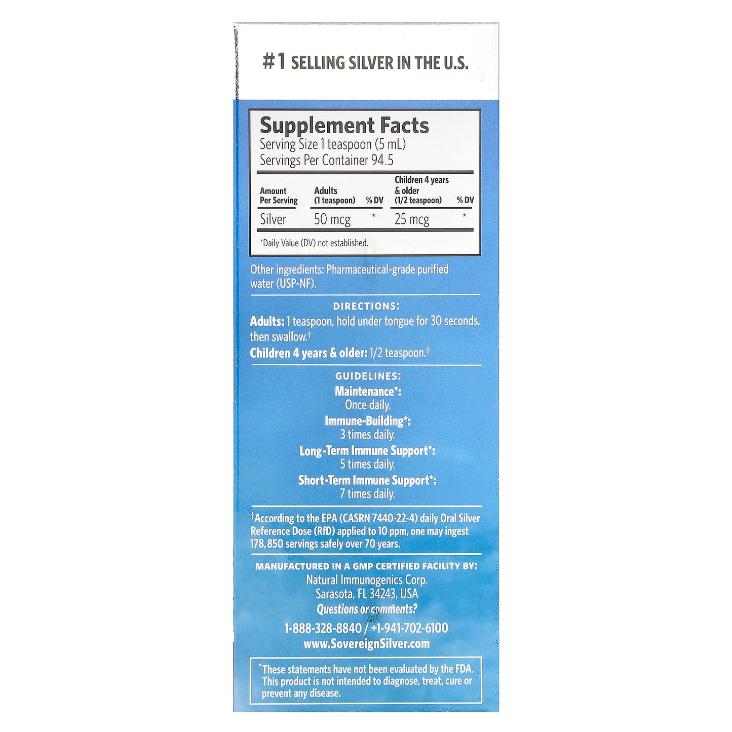 Sovereign Silver, Bio-Active Silver Hydrosol™, 10 PPM, 16 fl oz (473 ml)