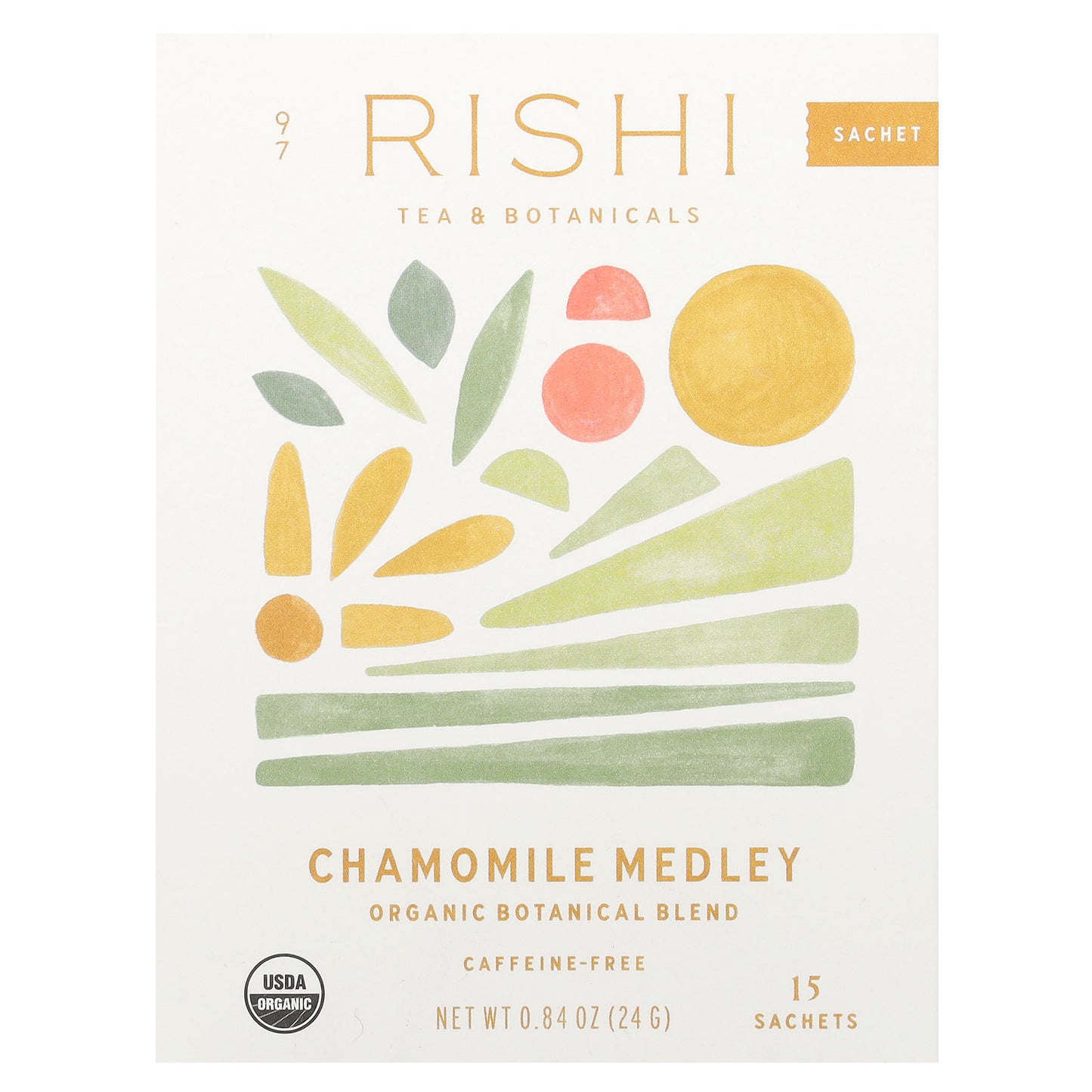 Rishi Tea, Organic Botanical Blend, Chamomile Medley, Caffeine-Free, 15 Sachets, 0.84 oz (24 g)