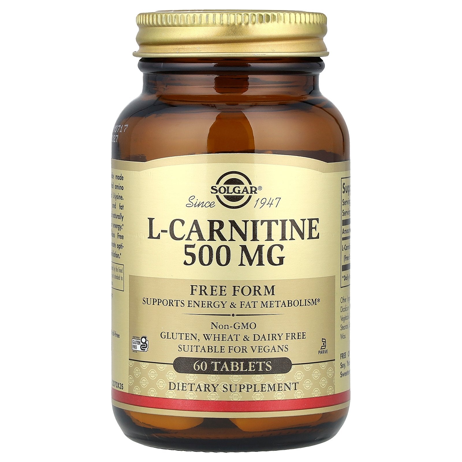 Solgar, L-Carnitine, Free Form, 60 Tablets (500 mg per Tablet)