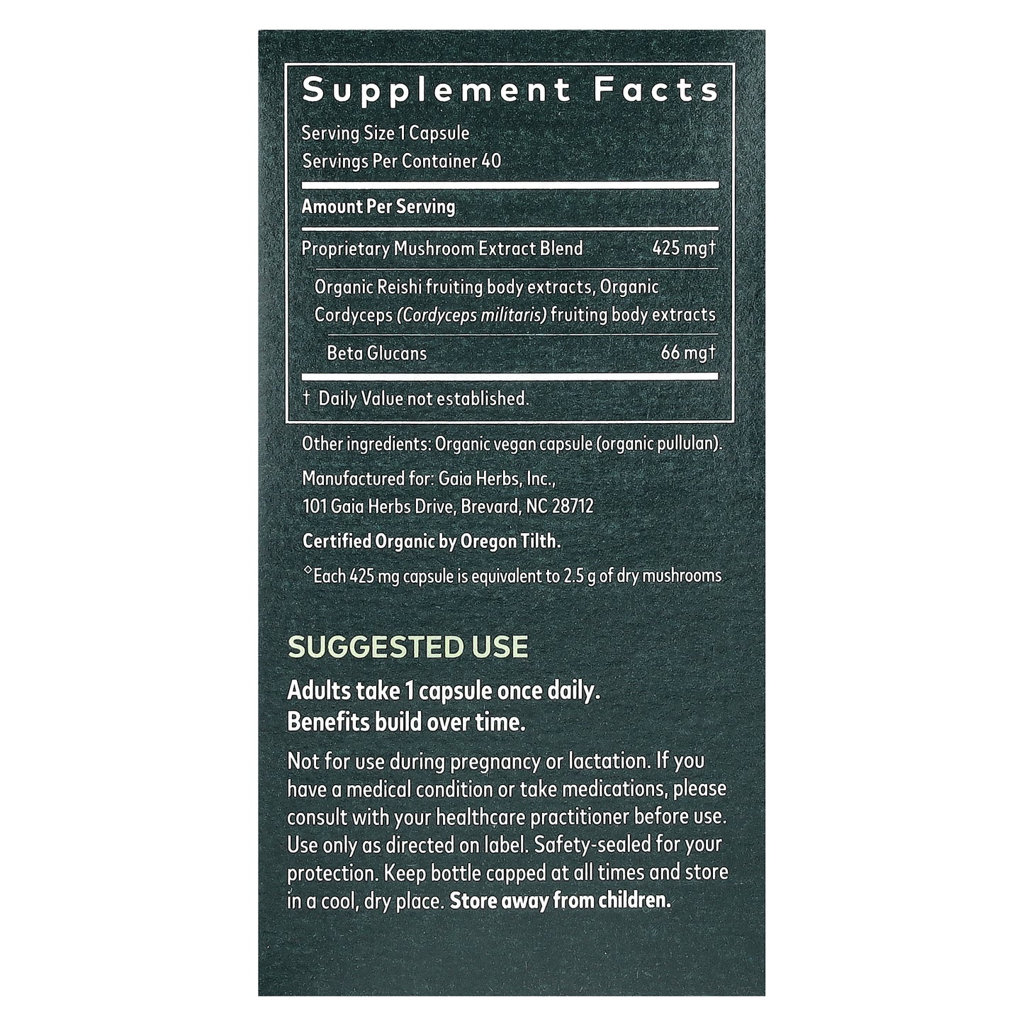 Gaia Herbs, Respiratory Mushroom Blend, 40 Vegan Capsules