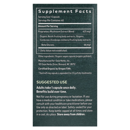 Gaia Herbs, Respiratory Mushroom Blend, 40 Vegan Capsules