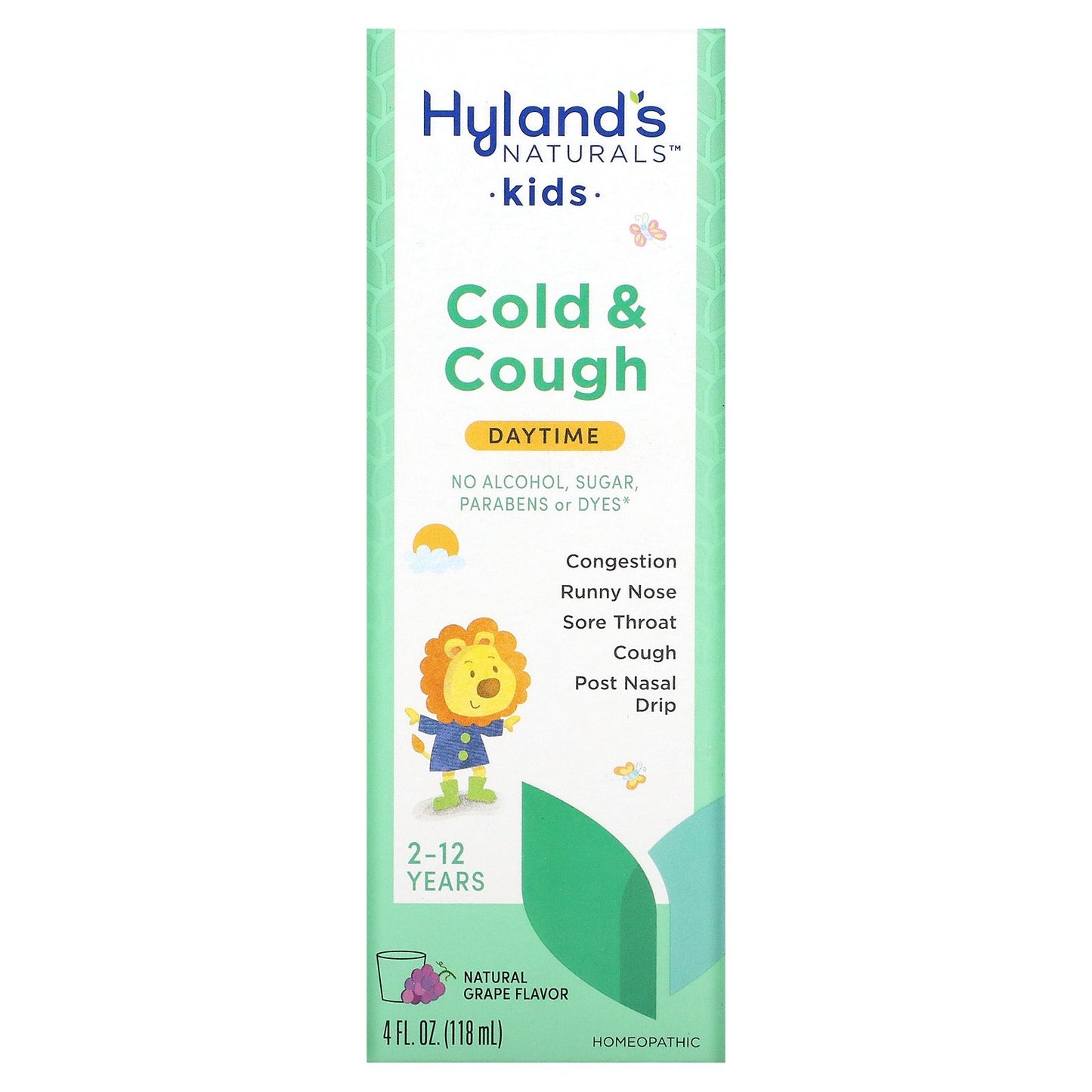 Hyland's Naturals, Kids, Cold & Cough, Daytime, Ages 2-12, Natural Grape, 4 fl oz (118 ml)