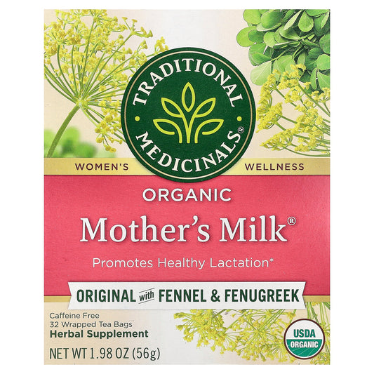 Traditional Medicinals, Organic Mother's Milk®, Original with Fennel & Fenugreek, Caffeine Free, 32 Wrapped Tea Bags, 1.98 oz (56 g)