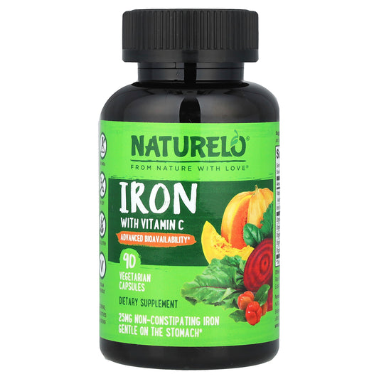 NATURELO, Iron With Vitamin C, 90 Vegetarian Capsules