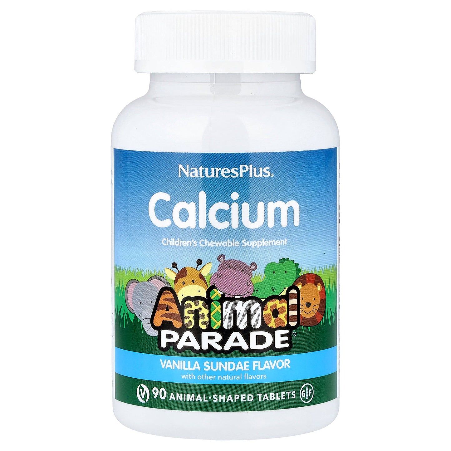 NaturesPlus, Animal Parade®, Calcium, Children's Chewable Supplement, Vanilla Sundae, 90 Animal-Shaped Tablets