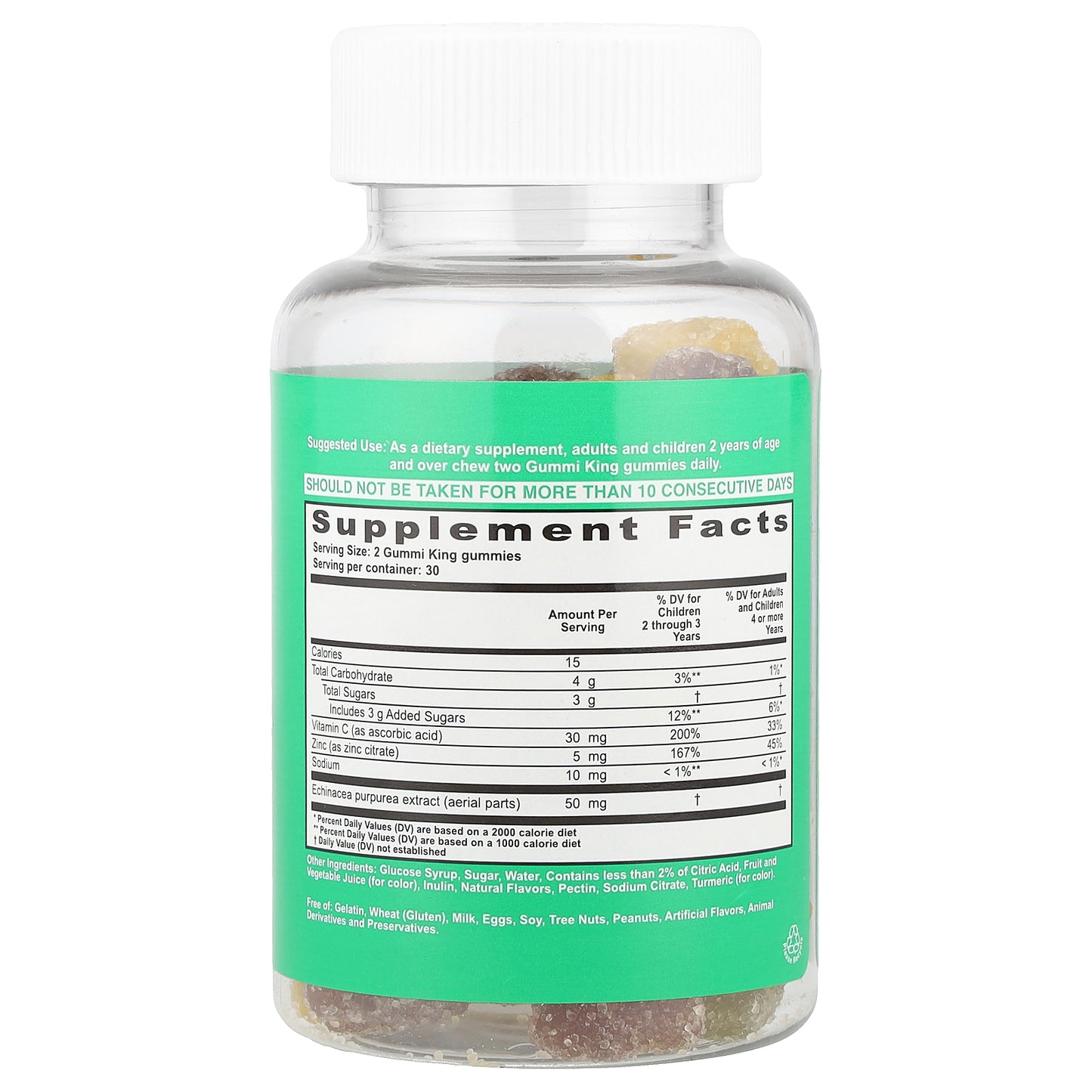 GummiKing, Echinacea Plus Vitamin C+ Zinc for Kids, Strawberry, Orange, Lemon, Grape, Cherry and Grapefruit, 60 Gummies