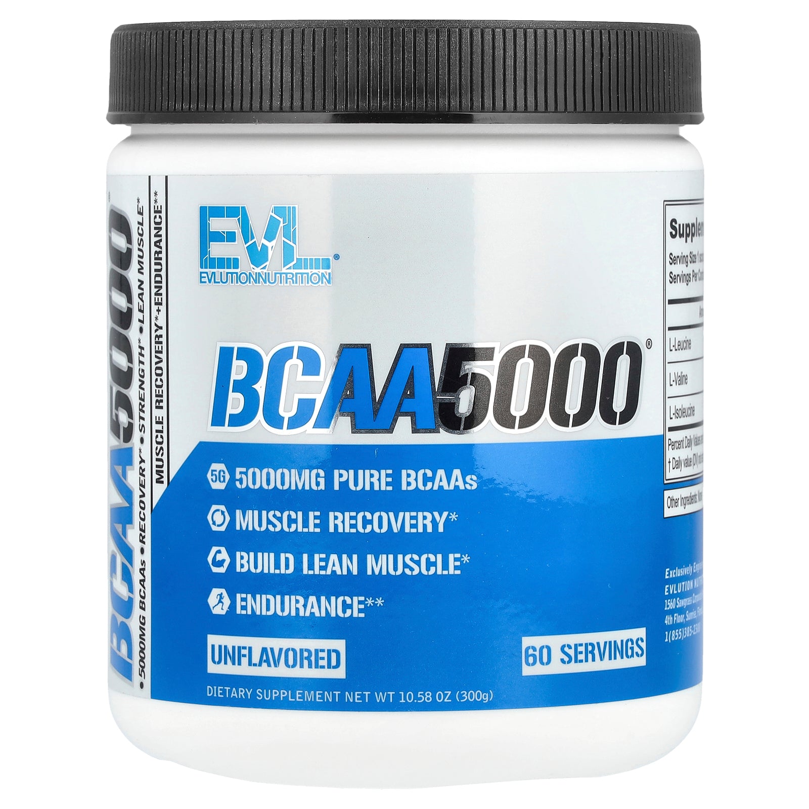 EVLution Nutrition, BCAA5000®, Unflavored, 10.58 oz (300 g)