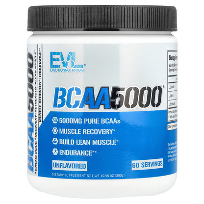 EVLution Nutrition, BCAA5000®, Unflavored, 10.58 oz (300 g)