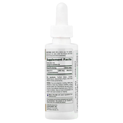 Nature's Bounty, B-12, Sublingual Liquid, 5,000 mcg, 2 fl oz (59 ml)