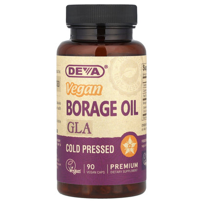 Deva, Vegan Borage Oil, GLA, 90 Vegan Caps (500 mg per Capsule)