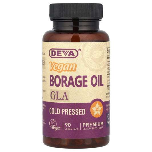 Deva, Vegan Borage Oil, GLA, 90 Vegan Caps (500 mg per Capsule)