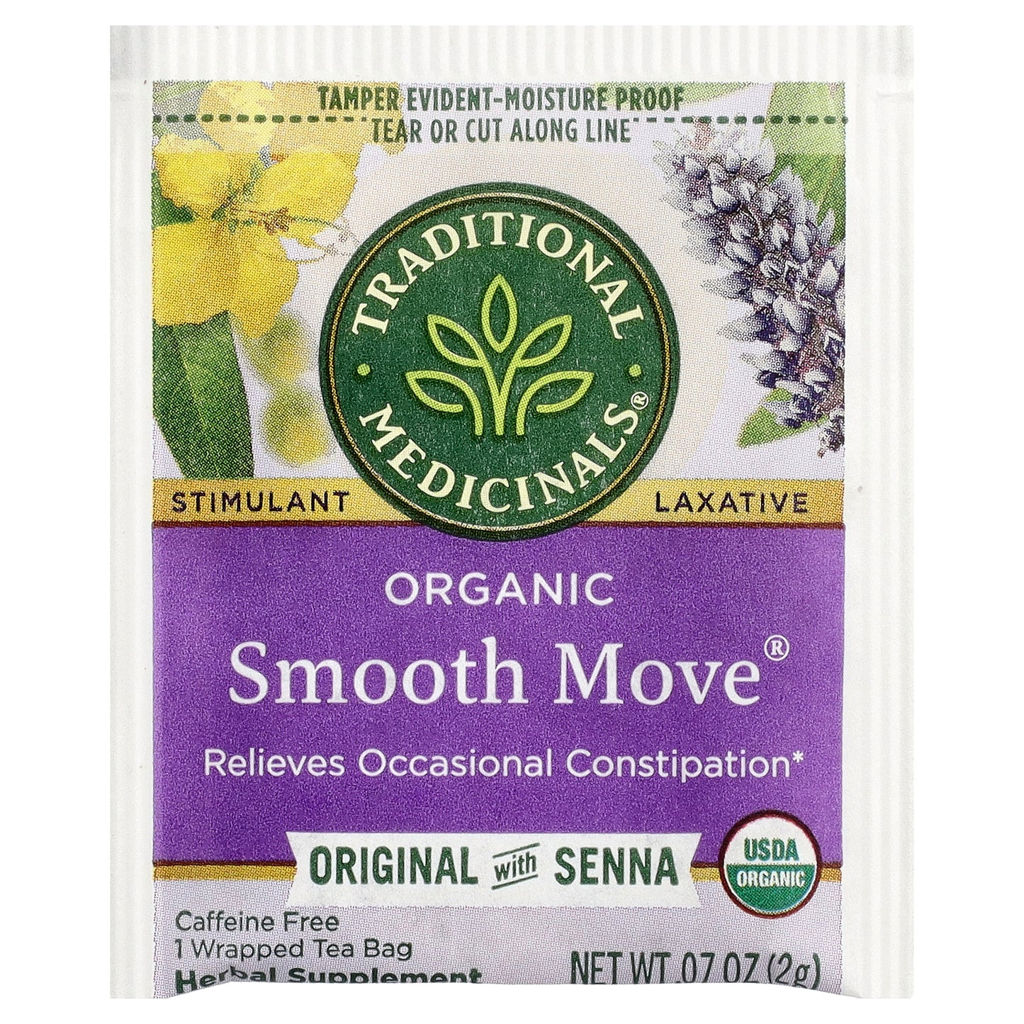 Traditional Medicinals, Organic Smooth Move®, Original with Senna, Caffeine Free, 16 Wrapped Tea Bags, 1.13 oz (32 g)