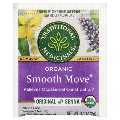 Traditional Medicinals, Organic Smooth Move®, Original with Senna, Caffeine Free, 16 Wrapped Tea Bags, 1.13 oz (32 g)
