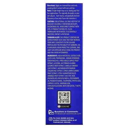 Advanced Clinicals, 10% Glycolic + Lactic Acid Serum , 1.75 fl oz (52 ml)