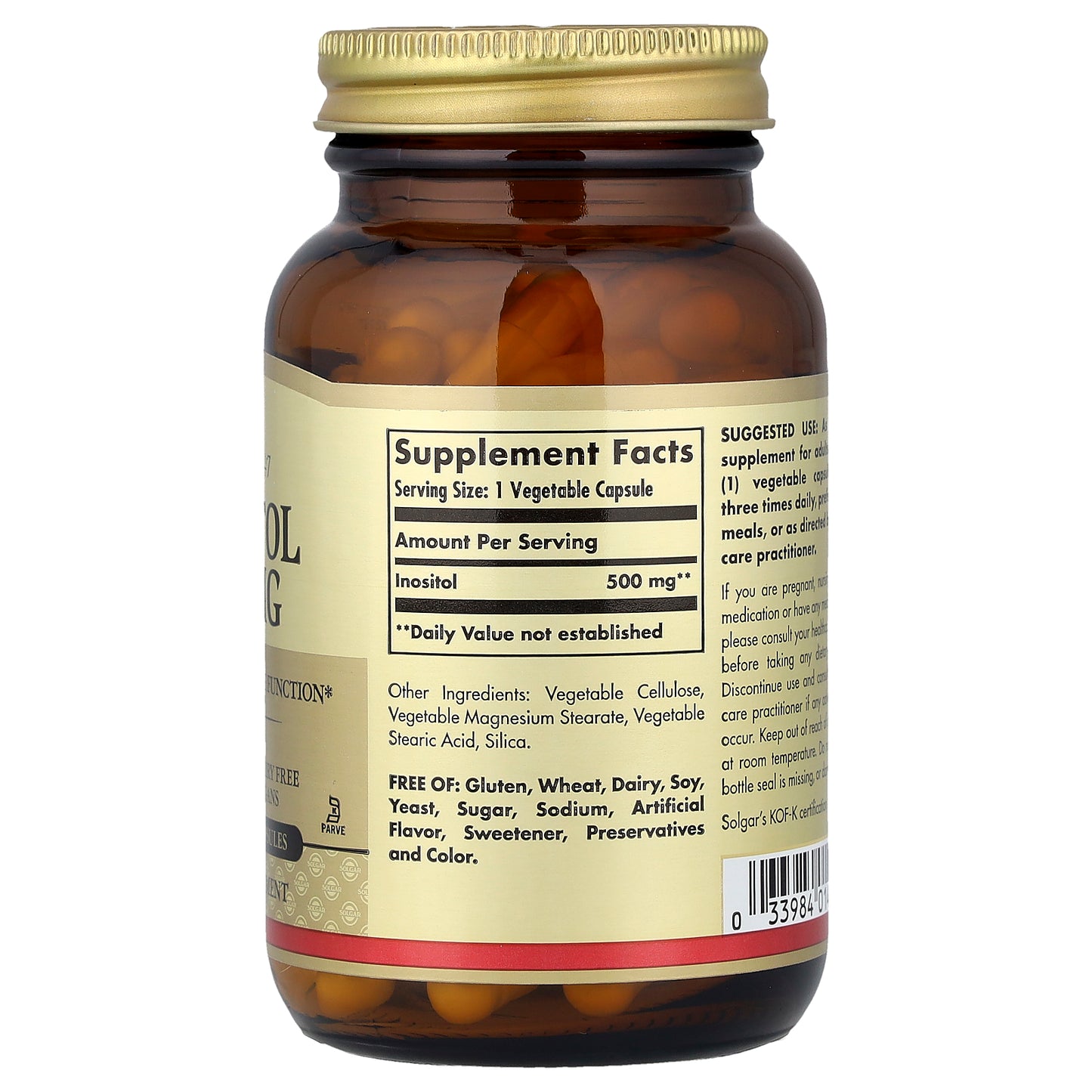 Solgar, Inositol, 500 mg, 100 Vegetable Capsules