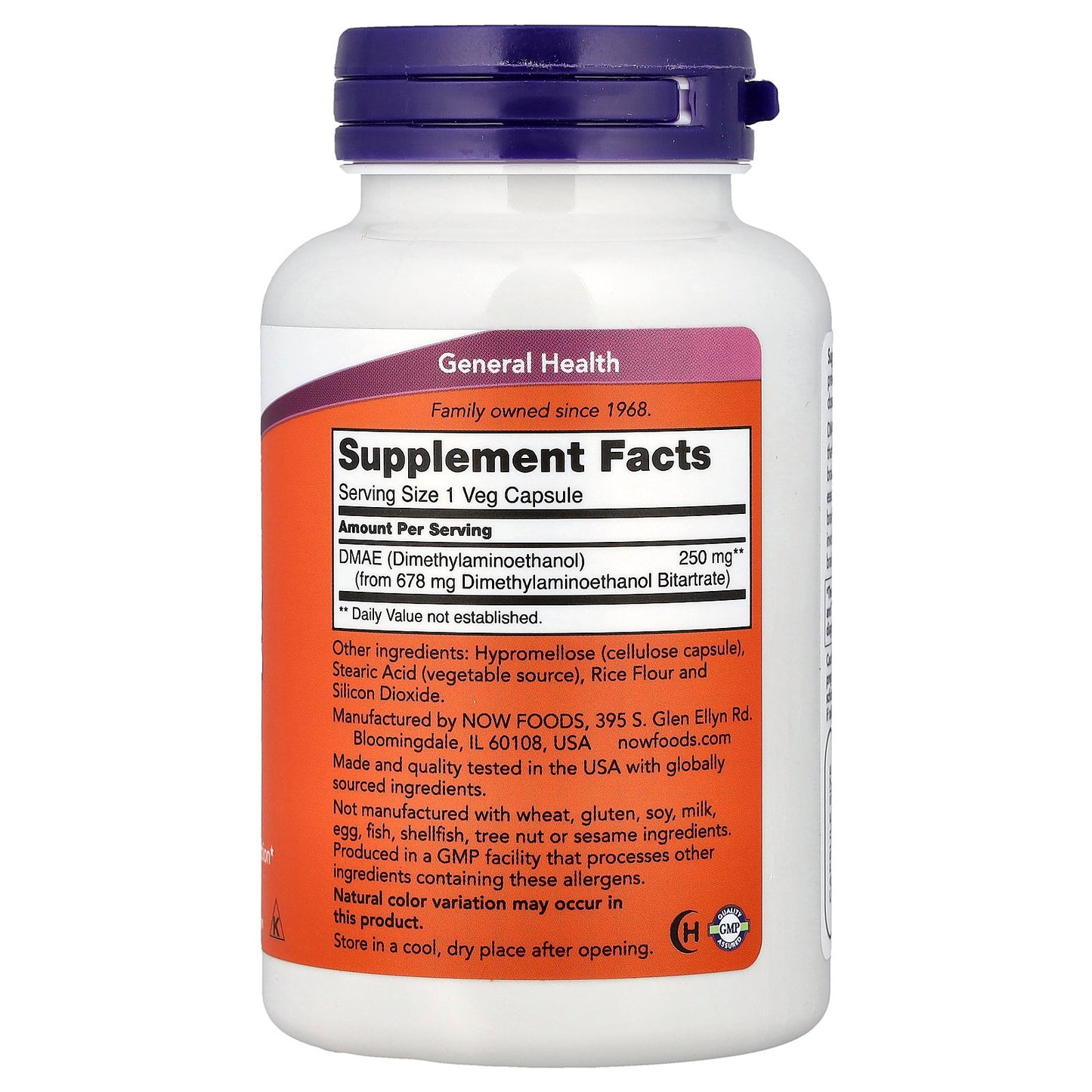 NOW Foods, DMAE, 250 mg, 100 Veg Capsules
