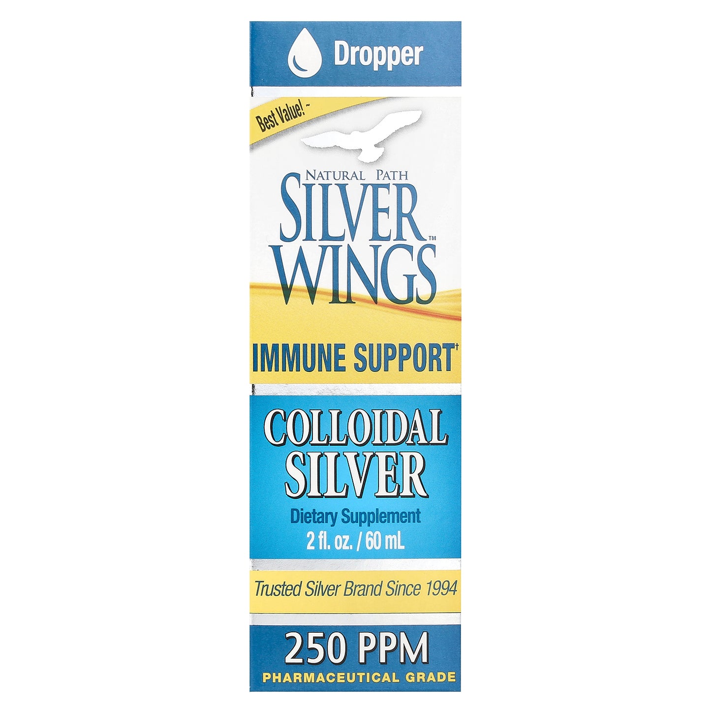 Natural Path Silver Wings, Colloidal Silver, 250 ppm, 2 fl oz (60 ml)