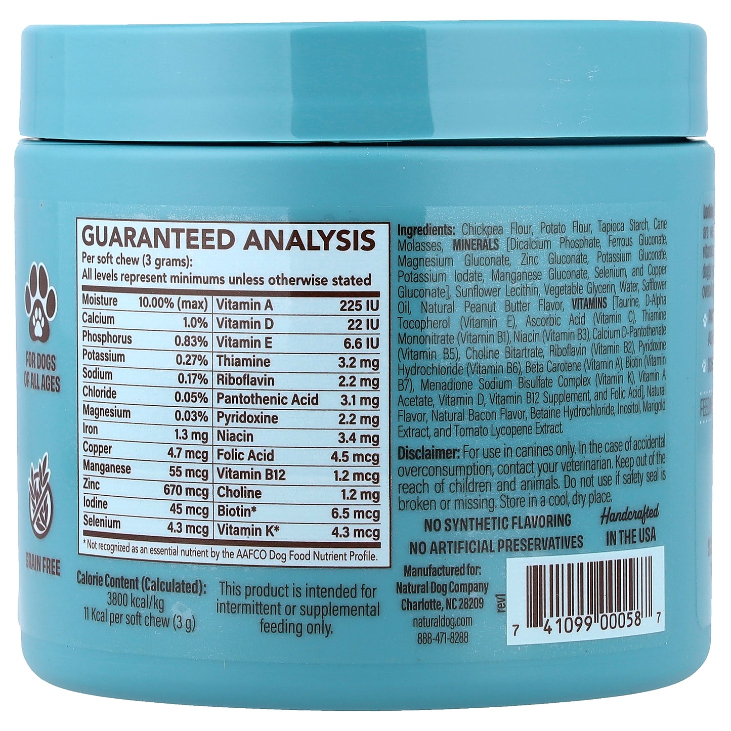 Natural Dog Company, Multivitamin, For Dogs, All Ages, 90 Soft Chewable Bites, 9.5 oz (270 g)