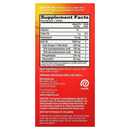 Schiff, MegaRed, Superior Omega-3 Krill Oil, Ultra Strength, 1,000 mg, 60 Softgels