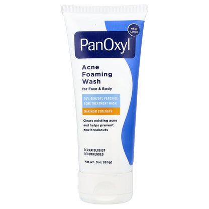 PanOxyl, Acne Foaming Wash For Face & Body, Maximum Strength, 3 oz (85 g)
