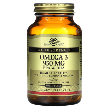 Solgar, Omega-3, EPA & DHA, Triple Strength, 950 mg, 50 Softgels