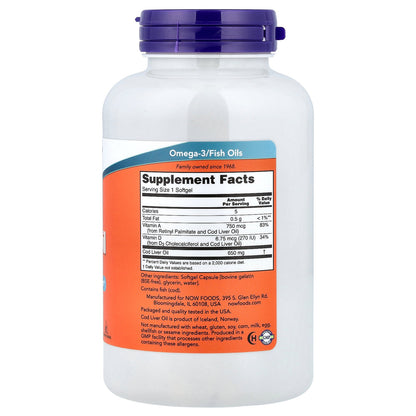 NOW Foods, Cod Liver Oil, 650 mg, 250 Softgels
