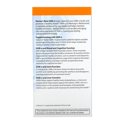 Doctor's Best, SAM-e, 400 mg, 60 Enteric Coated Tablets