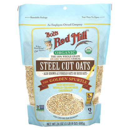 Bob's Red Mill, Organic Steel Cut Oats, Whole Grain, 24 oz (680 g)