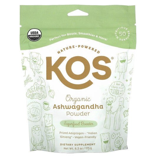 KOS, Organic Ashwagandha Powder, 6.2 oz (175 g)