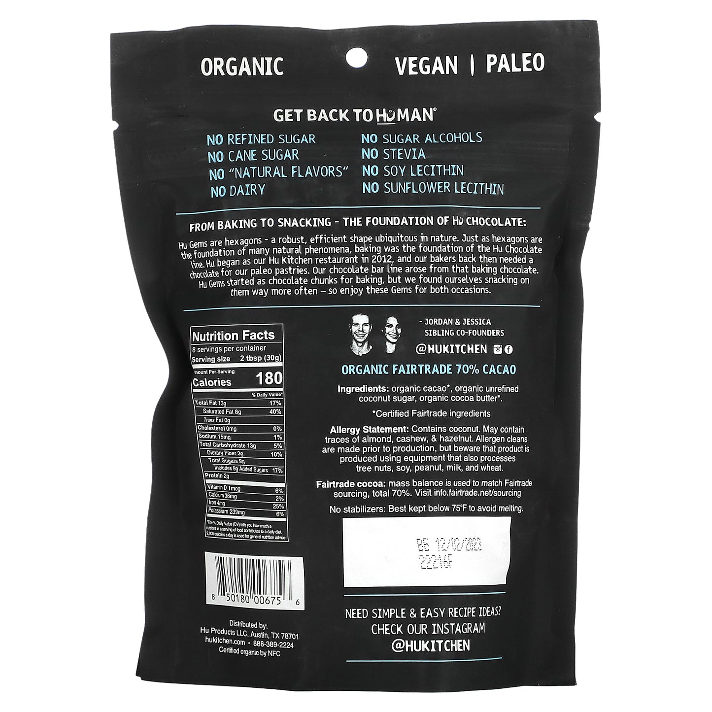 Hu, Snacking & Baking Gems, Dark Chocolate, 9 oz (255 g)