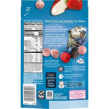 Gerber, Snacks for Baby, Fruit & Veggie Melts, 8+ Months, Very Berry Blend, 1 oz (28 g)