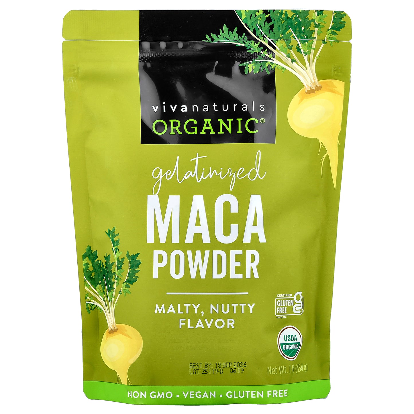 Viva Naturals, Organic Gelatinized Maca Powder, 1 lb (454 g)