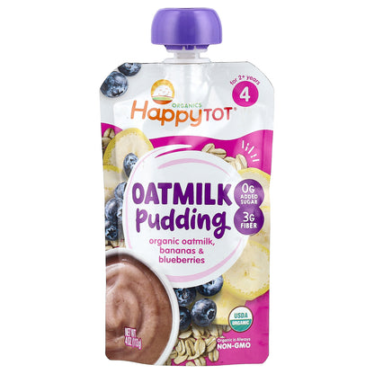 Happy Family Organics, Happy Tot®, Oatmilk Pudding, For 2+ Years, Organic Oatmilk, Bananas & Blueberries, 4 oz (113 g)