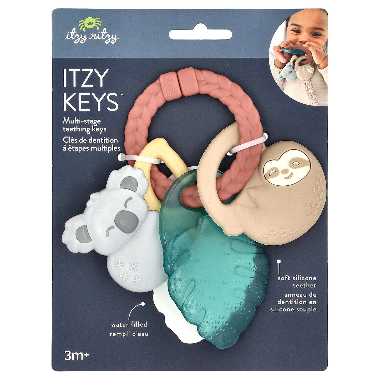 itzy ritzy, Itzy Keys™, Multi-Stage Teething Keys, 3+ Months, Tropical, 1 Count