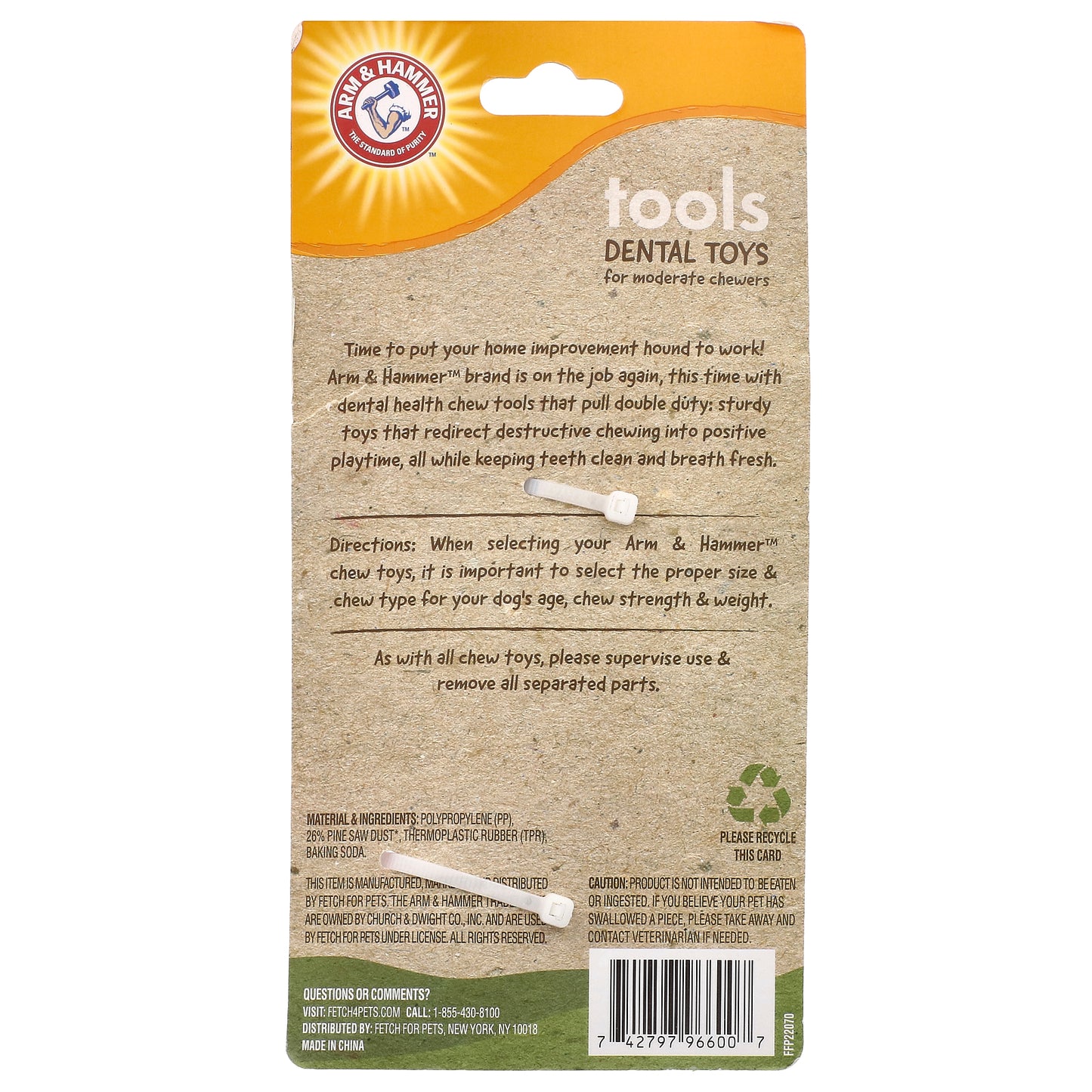 Arm & Hammer, Dental Toy For Dogs, Hammer, 1 Toy