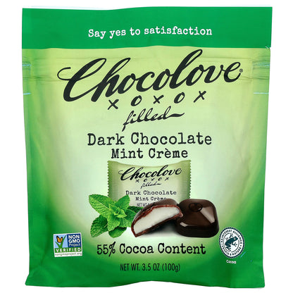 Chocolove, Filled Dark Chocolate, Mint Creme, 55% Cocoa, 3.5 oz (100 g)