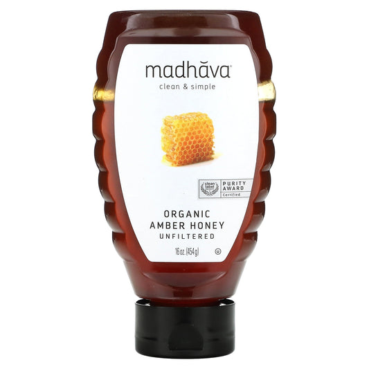 Madhava, Organic Amber Honey, Unfiltered, 16 oz (454 g)