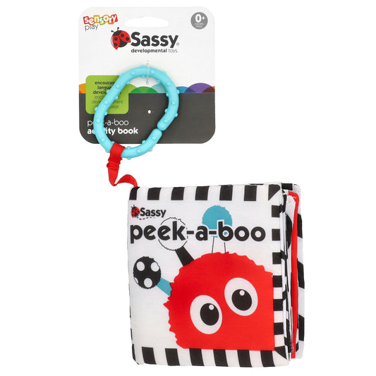 Sassy, Developmental Toys, Peek-A-Boo Activity Book, 0+ Months, 1 Count