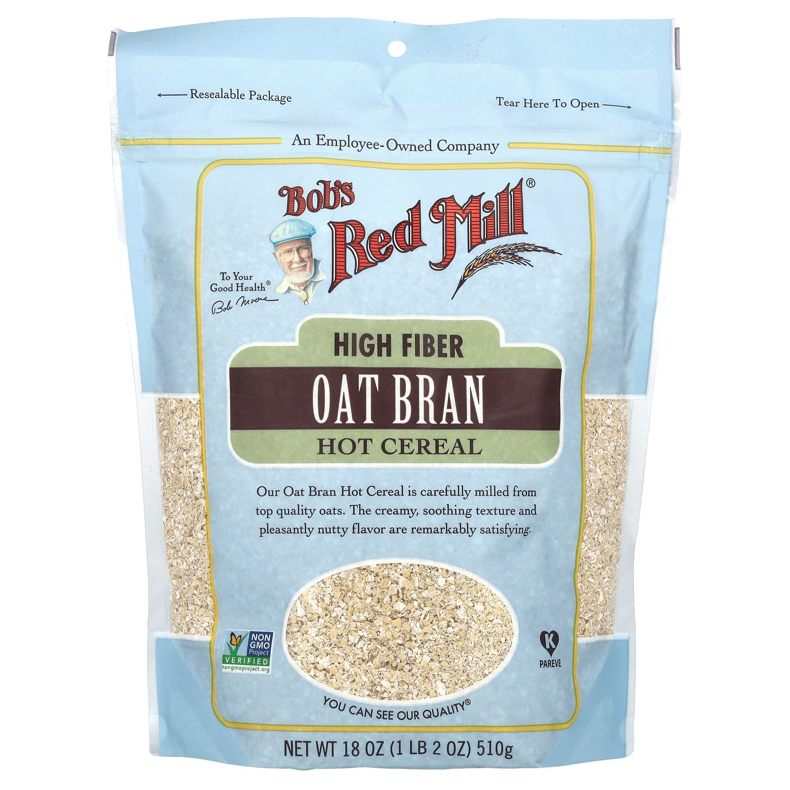 Bob's Red Mill, High Fiber Oat Bran Hot Cereal, 18 oz (510 g)