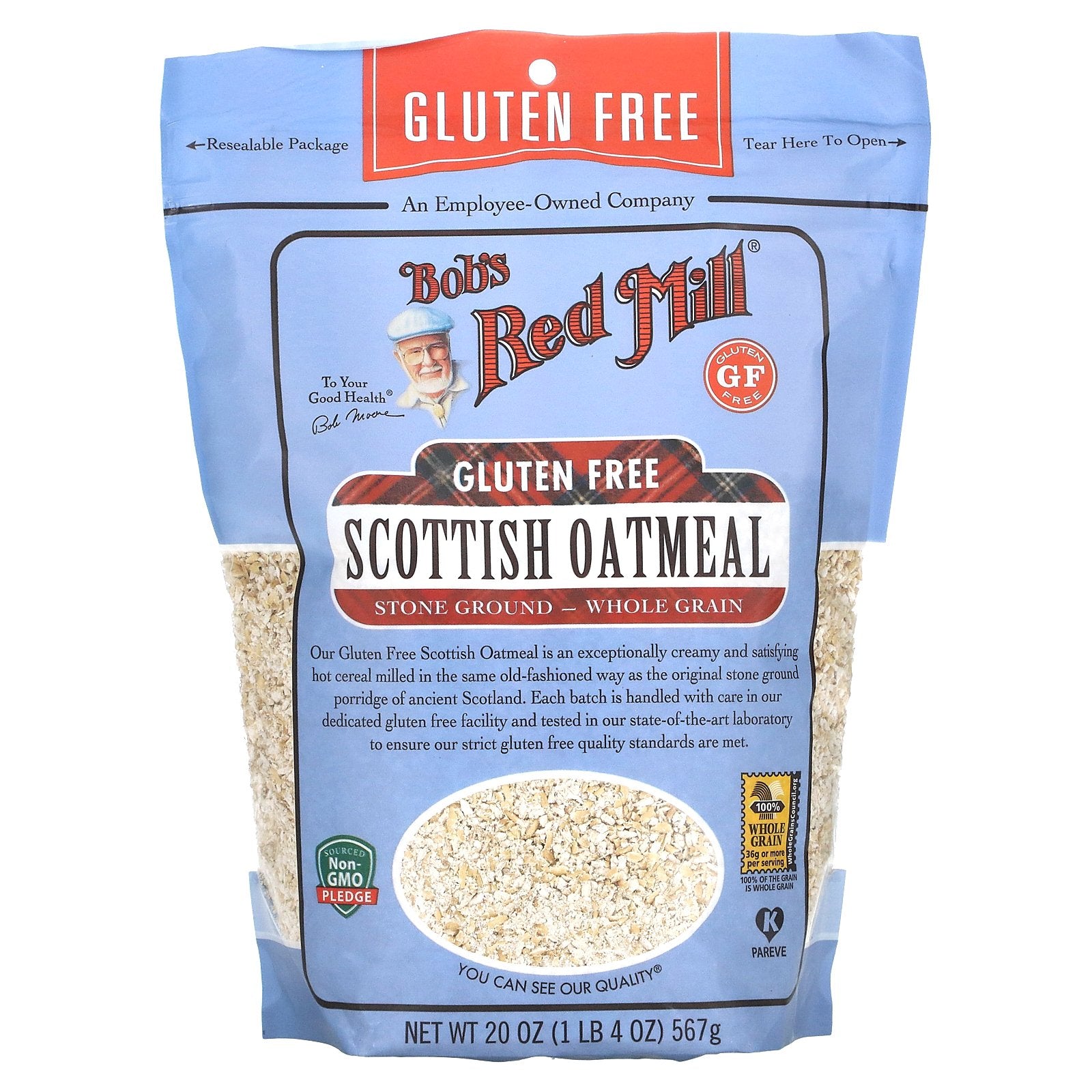 Bob's Red Mill, Scottish Oatmeal, Whole Grain, Gluten Free, 20 oz (567 g)