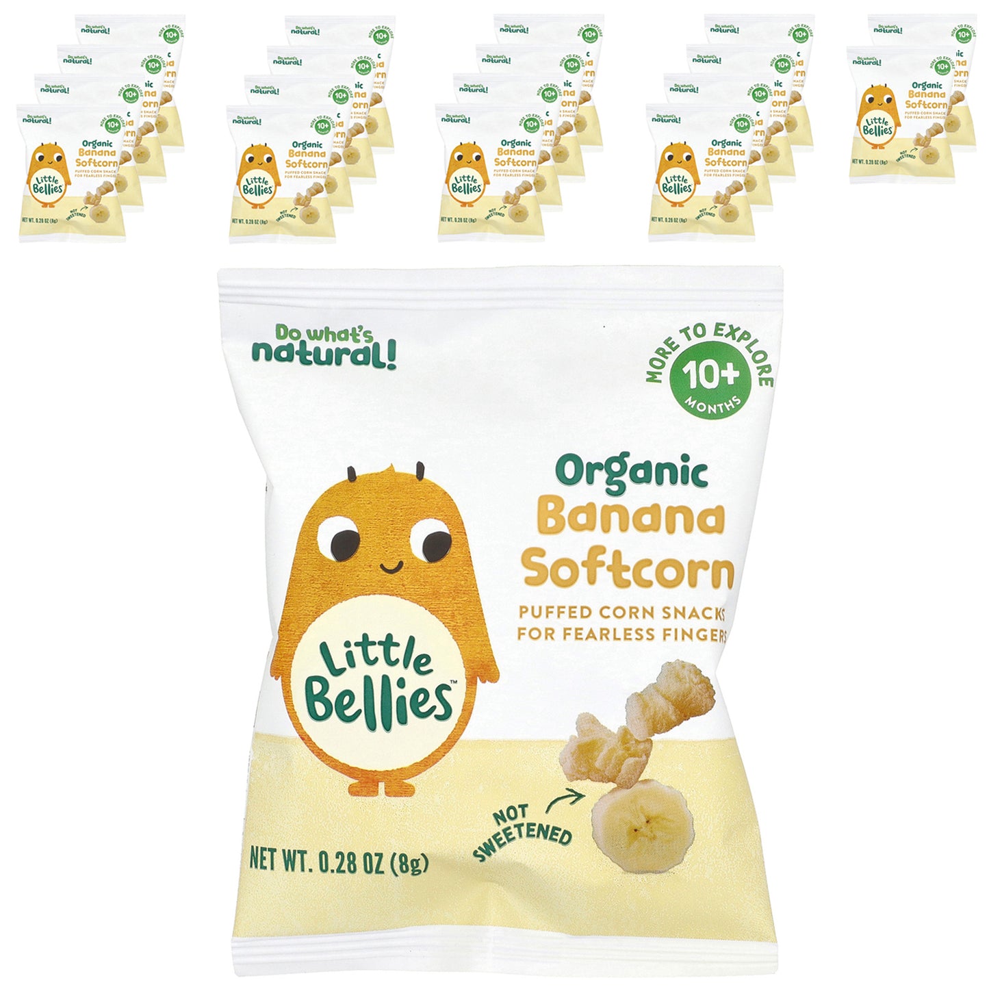 Little Bellies, Organic Banana Softcorn, 10+ Months, 18 Bags, 0.28 oz (8 g) Each