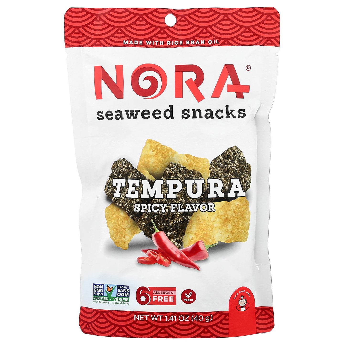 Nora Snacks, Seaweed Snacks, Tempura, Spicy, 1.41 oz (40 g)