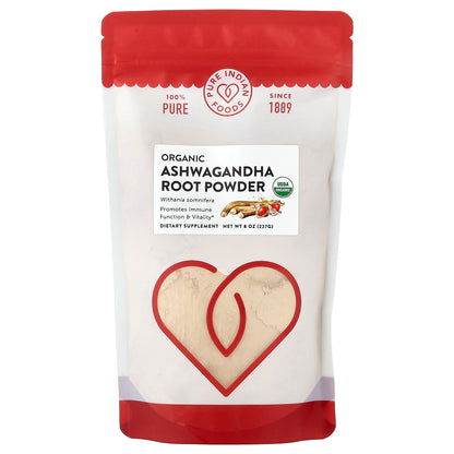 Pure Indian Foods, Organic Ashwagandha Root Powder, 8 oz (227 g)